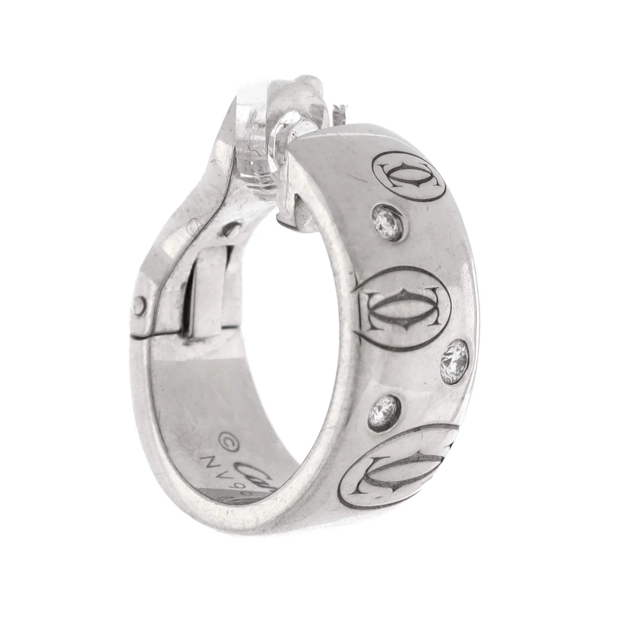C de Cartier Happy Birthday Huggie Earrings 18K White Gold with Diamonds - Deep Luxury