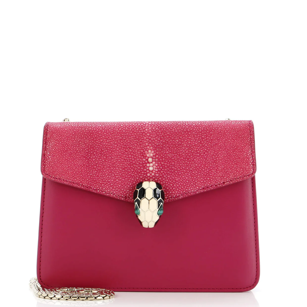Serpenti Forever Square Shoulder Bag Leather and Stingray Small - Deep Luxury