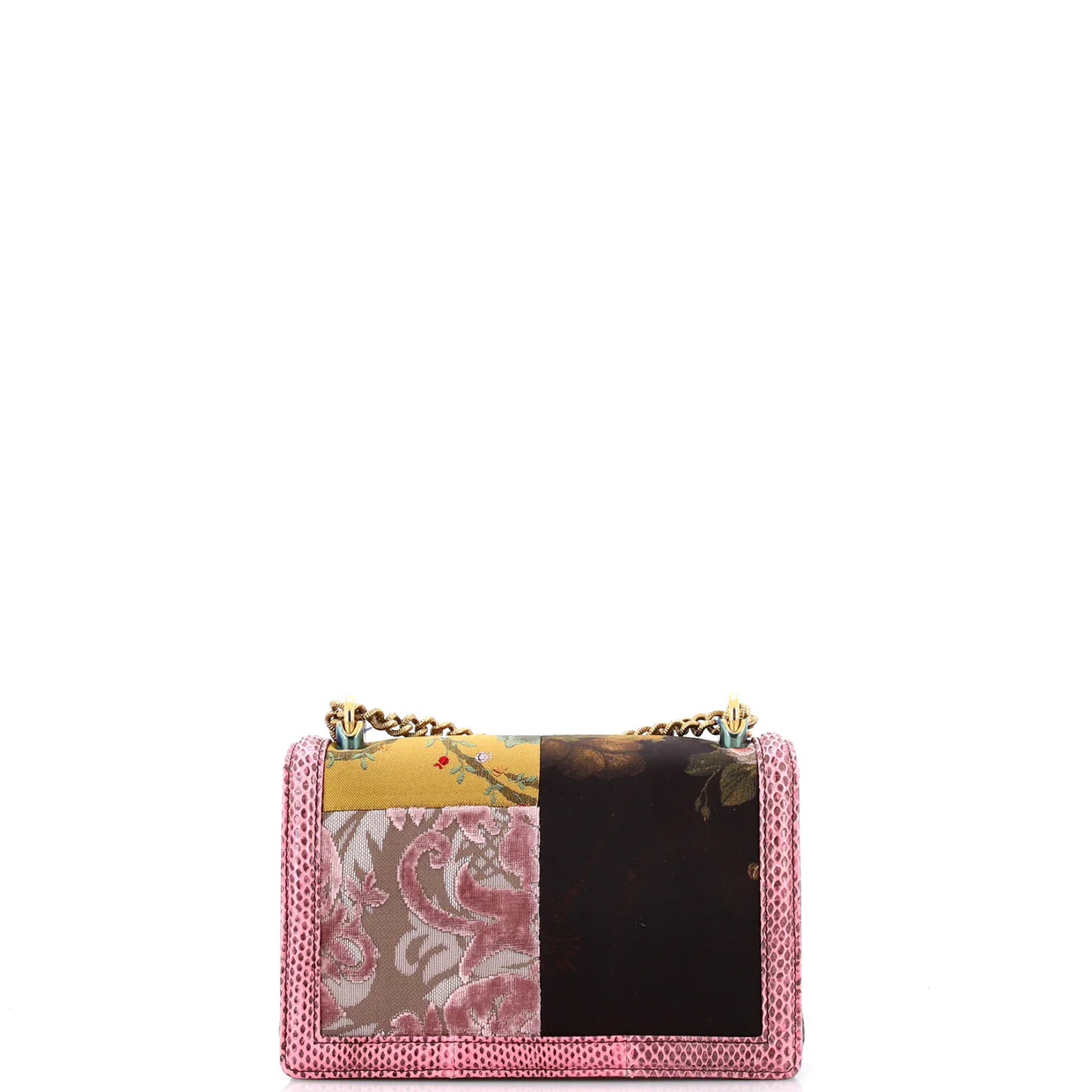 Devotion Crossbody Bag Patchwork Printed Fabric With Snakeskin Small - Deep Luxury