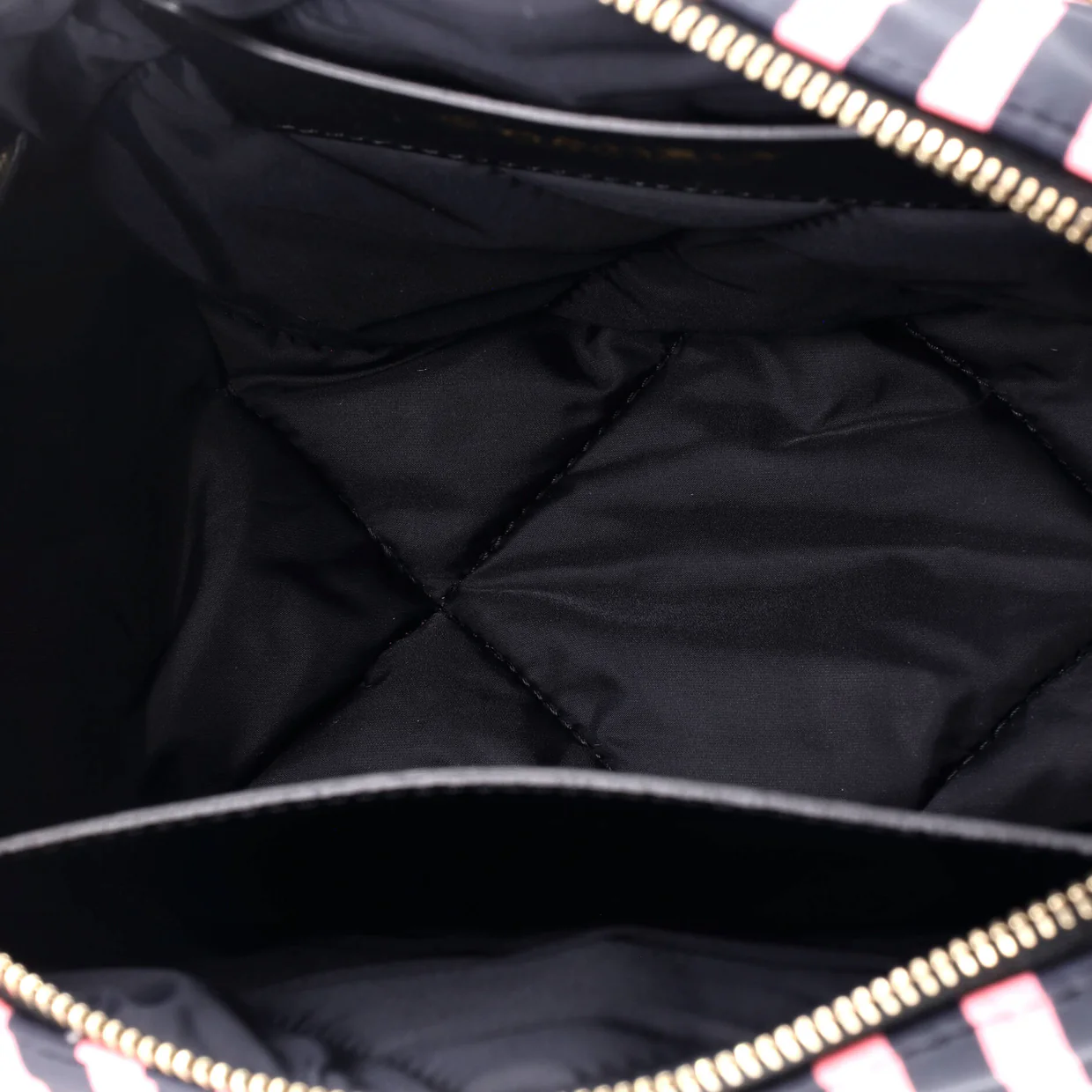 CC Convertible Chain Zip Hobo Quilted Striped Nylon - Deep Luxury