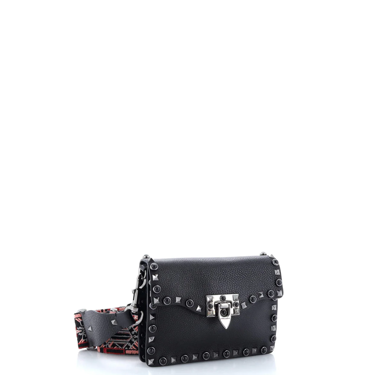 Rolling Rockstud Crossbody Bag Leather with Cabochons Small - Deep Luxury