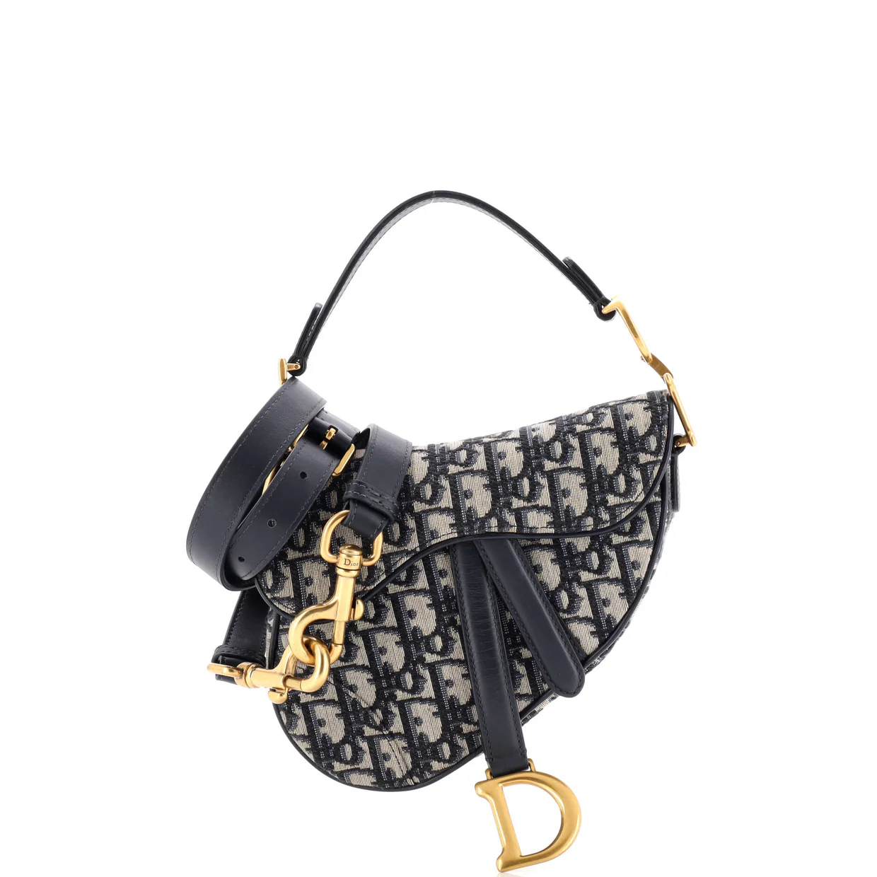 Saddle Handbag with Strap Oblique Canvas Mini - Deep Luxury