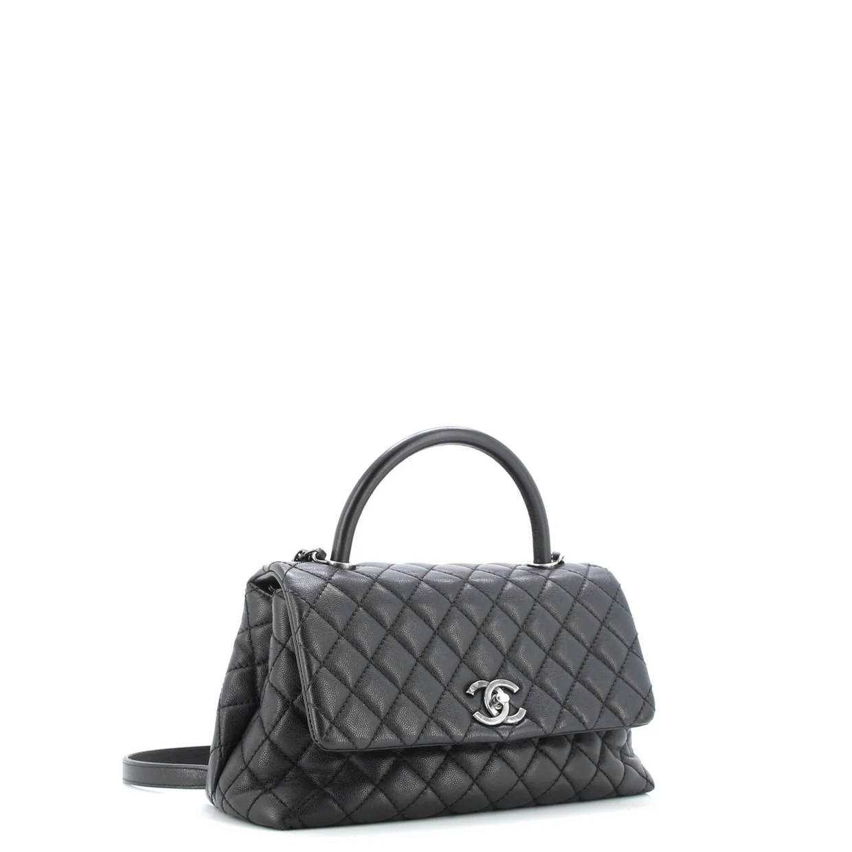 Coco Top Handle Bag Quilted Caviar Small - Deep Luxury
