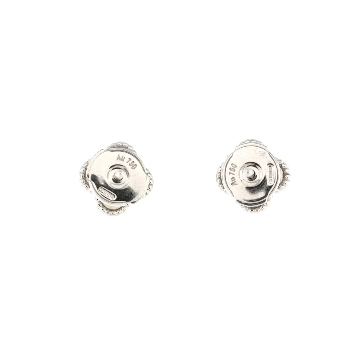 Sweet Alhambra Stud Earrings 18K Yellow Gold and Onyx - Deep Luxury