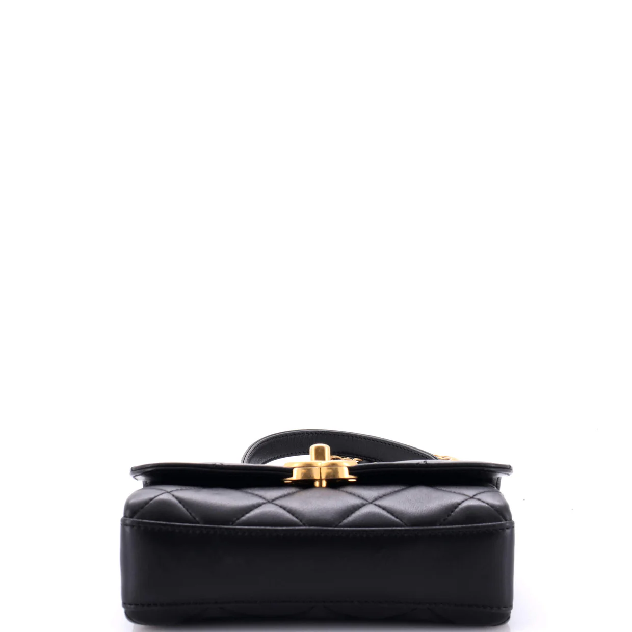 Crystal Logo Letters Chain Handle Flap Bag Quilted Lambskin Mini - Deep Luxury