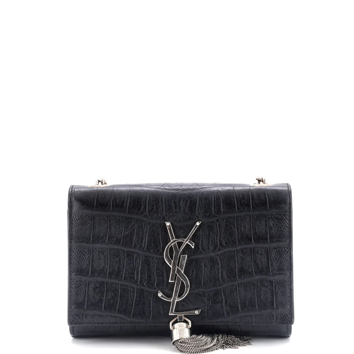 Classic Monogram Tassel Crossbody Bag Crocodile Embossed Leather Small - Deep Luxury