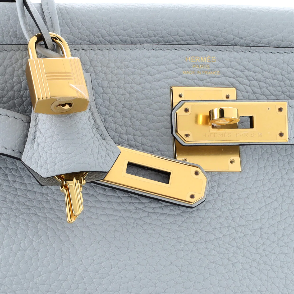 Kelly Handbag Bleu Pale Clemence with Gold Hardware 28 - Deep Luxury
