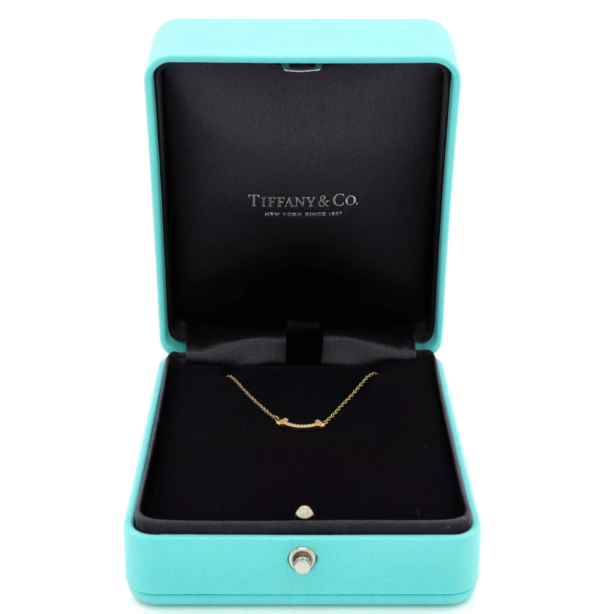 T Smile Pendant Necklace 18K Yellow Gold with Diamonds Mini - Deep Luxury