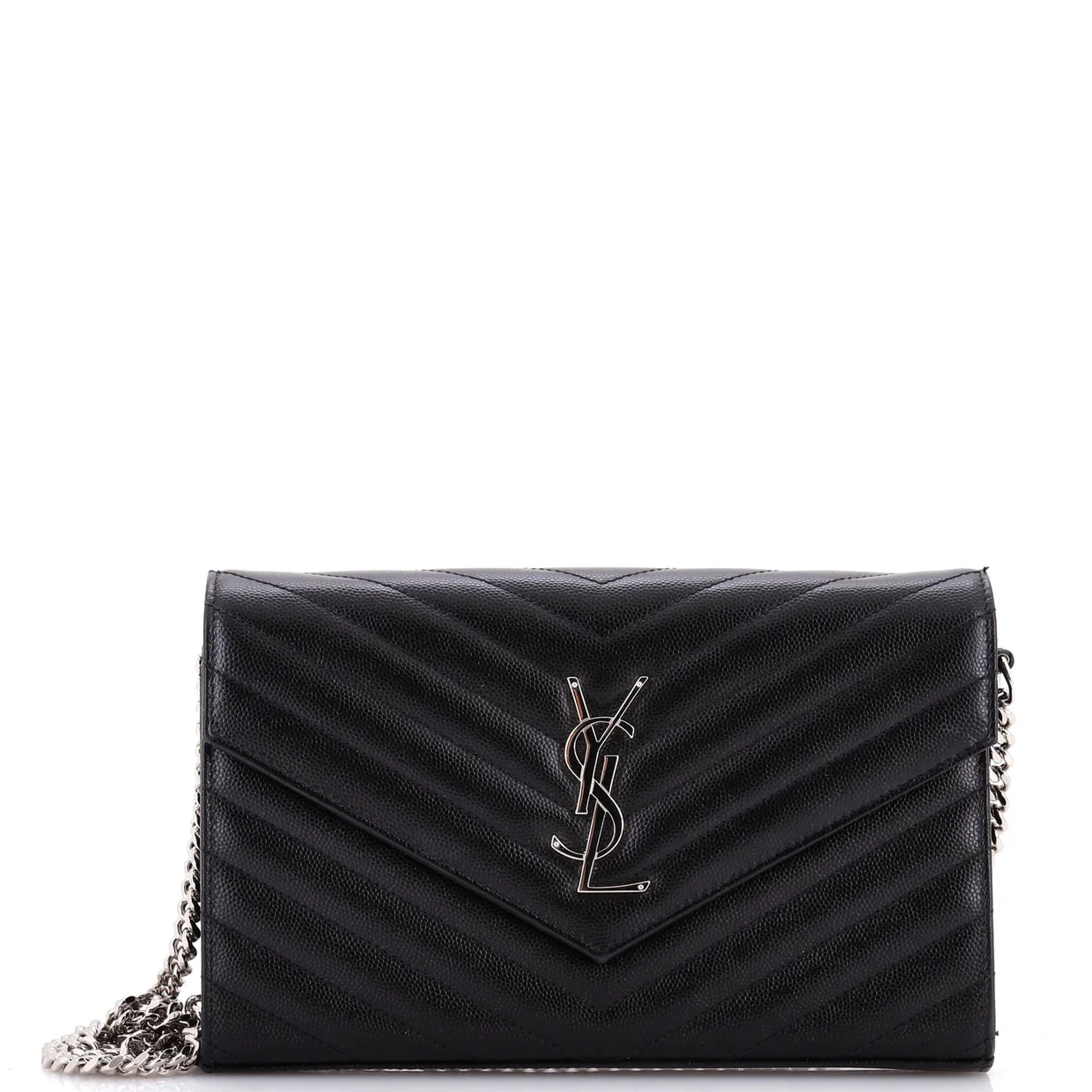 Classic Monogram Wallet on Chain Matelasse Chevron Leather Medium - Deep Luxury