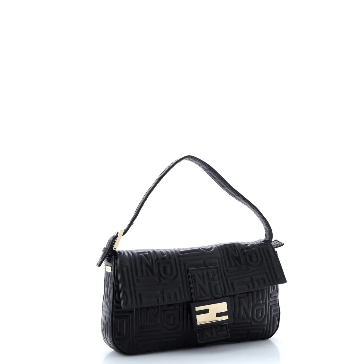 Baguette Bag Logo Embossed Leather Small - Deep Luxury