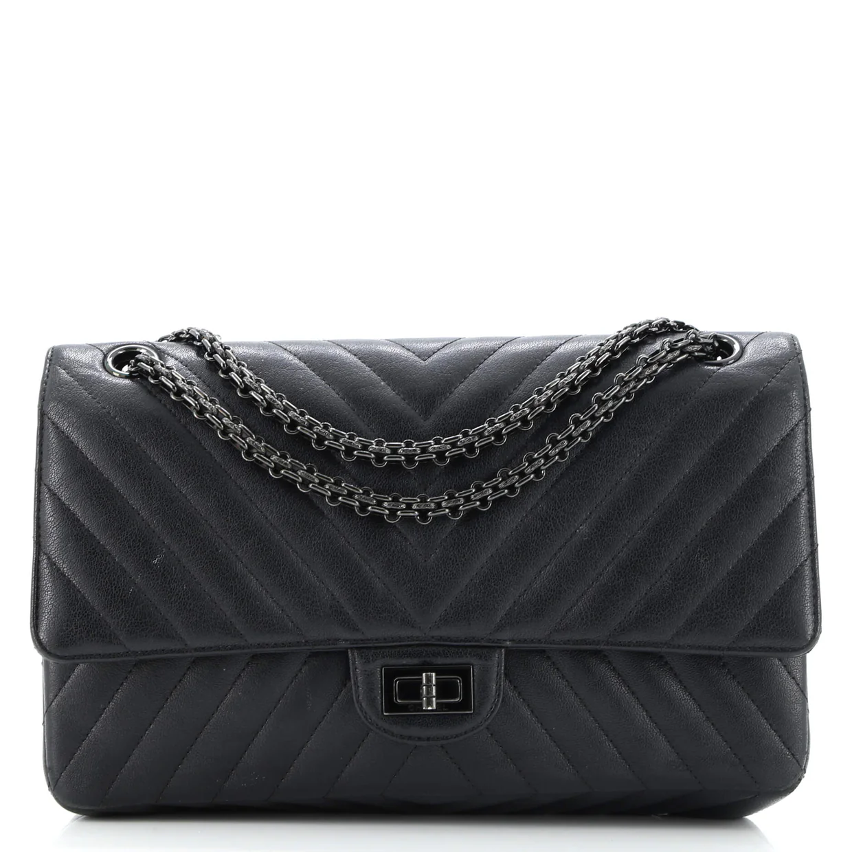 So Black Reissue 2.55 Flap Bag Chevron Sheepskin 226 - Deep Luxury