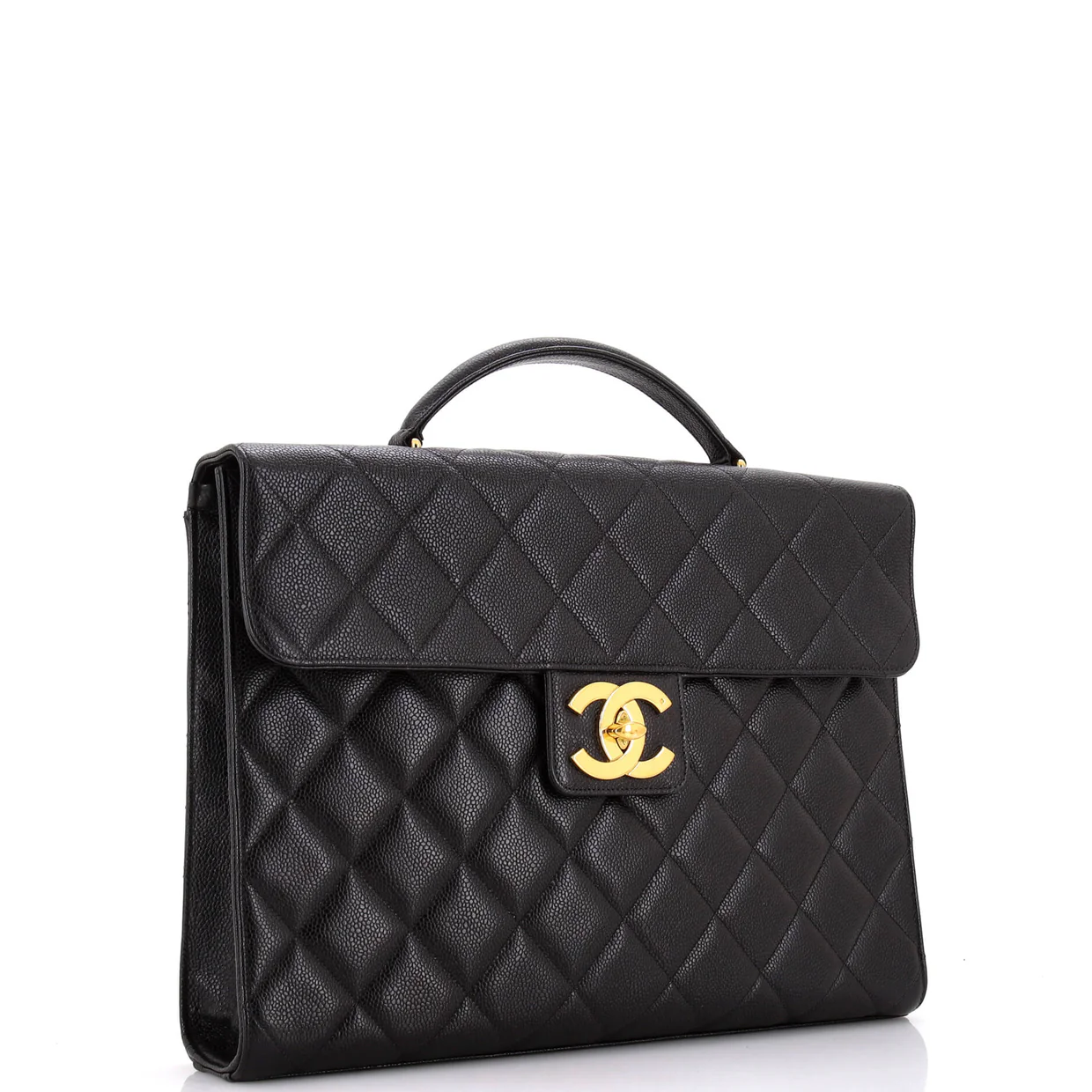 Vintage CC Briefcase Quilted Caviar Large - Deep Luxury