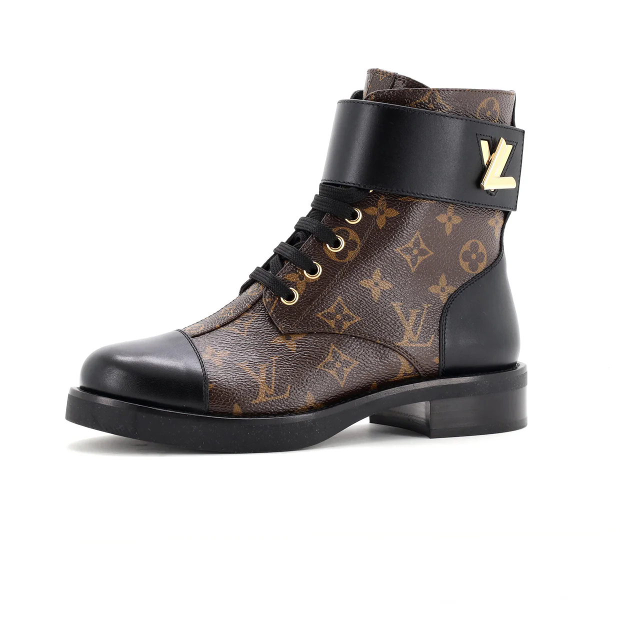 Women's Wonderland Flat Ranger Boots Monogram Canvas and Leather - Deep Luxury