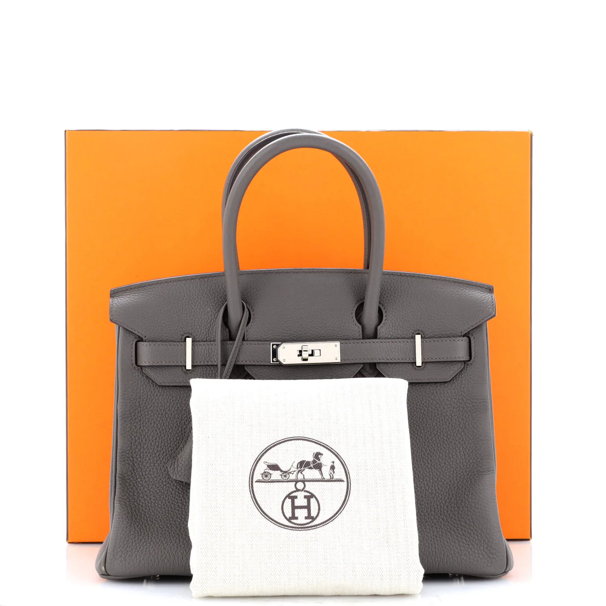 Birkin Handbag Grey Togo with Palladium Hardware 30 - Deep Luxury