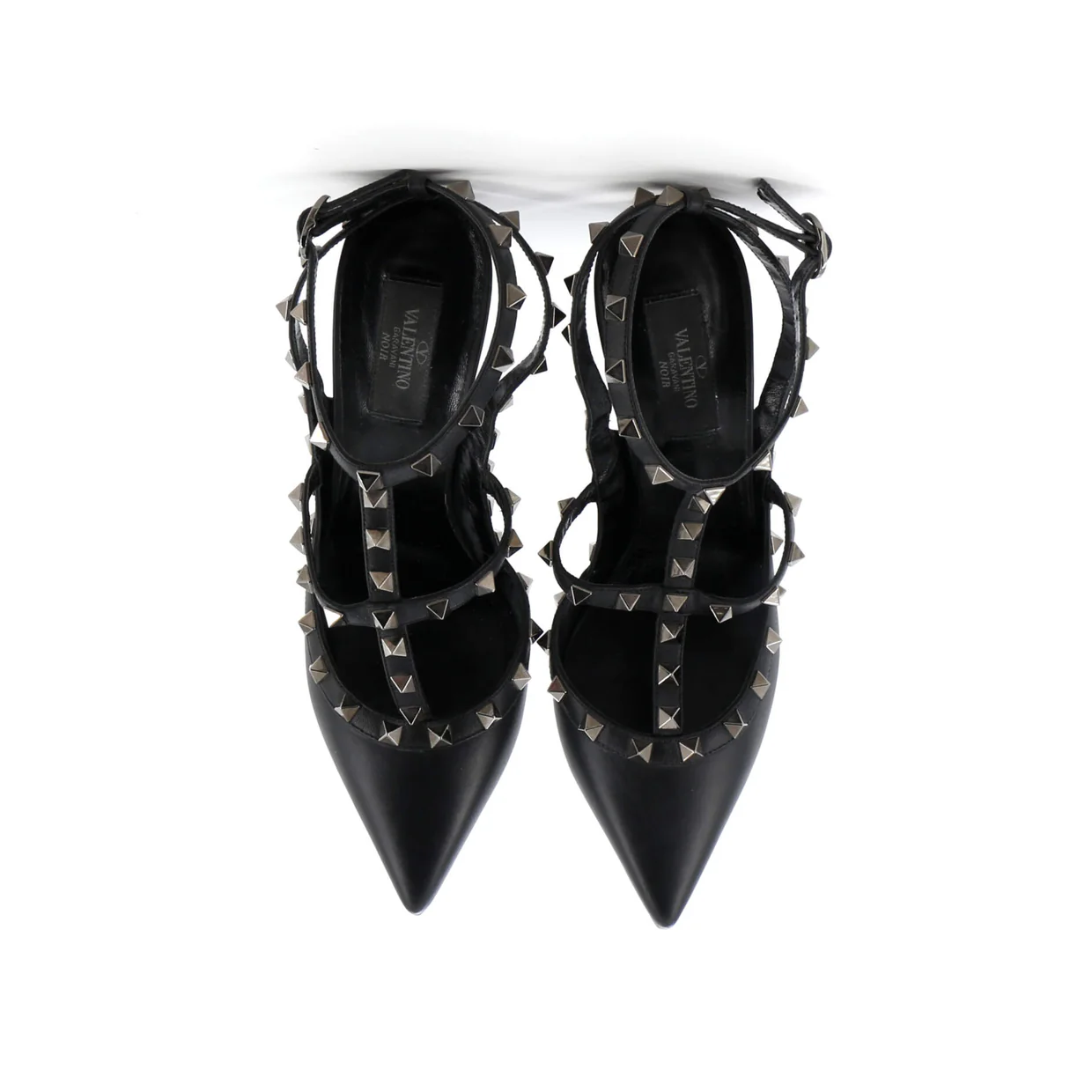 Women's Rockstud Ankle Strap Pumps Leather 100 - Deep Luxury