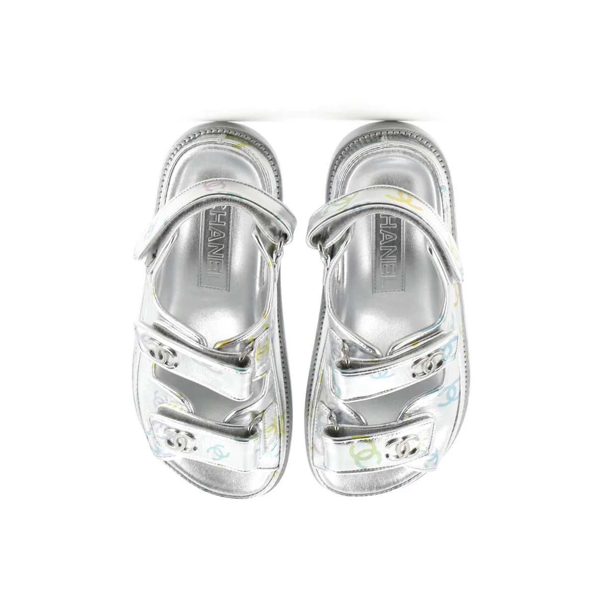 Women's Velcro Dad Sandals Printed Laminated Leather - Deep Luxury