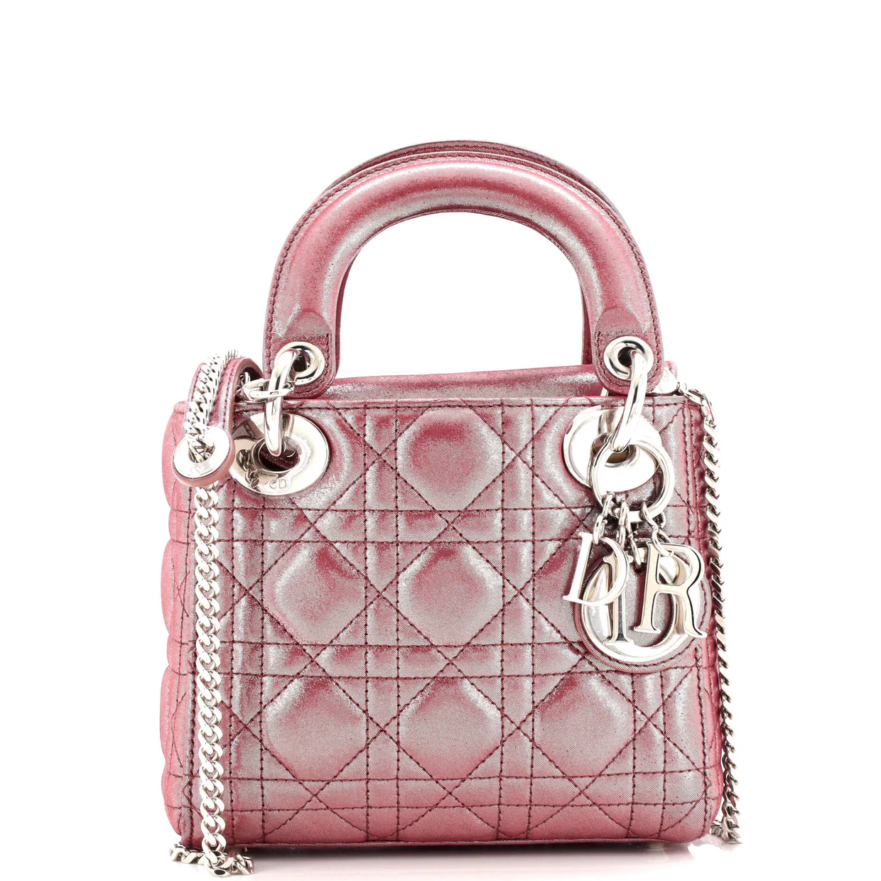 Lady Dior Chain Bag Cannage Quilt Iridescent Leather Mini - Deep Luxury