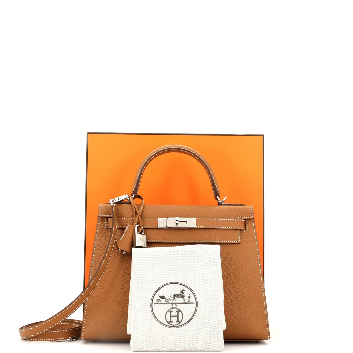 Kelly Handbag Gold Epsom with Palladium Hardware 28 - Deep Luxury