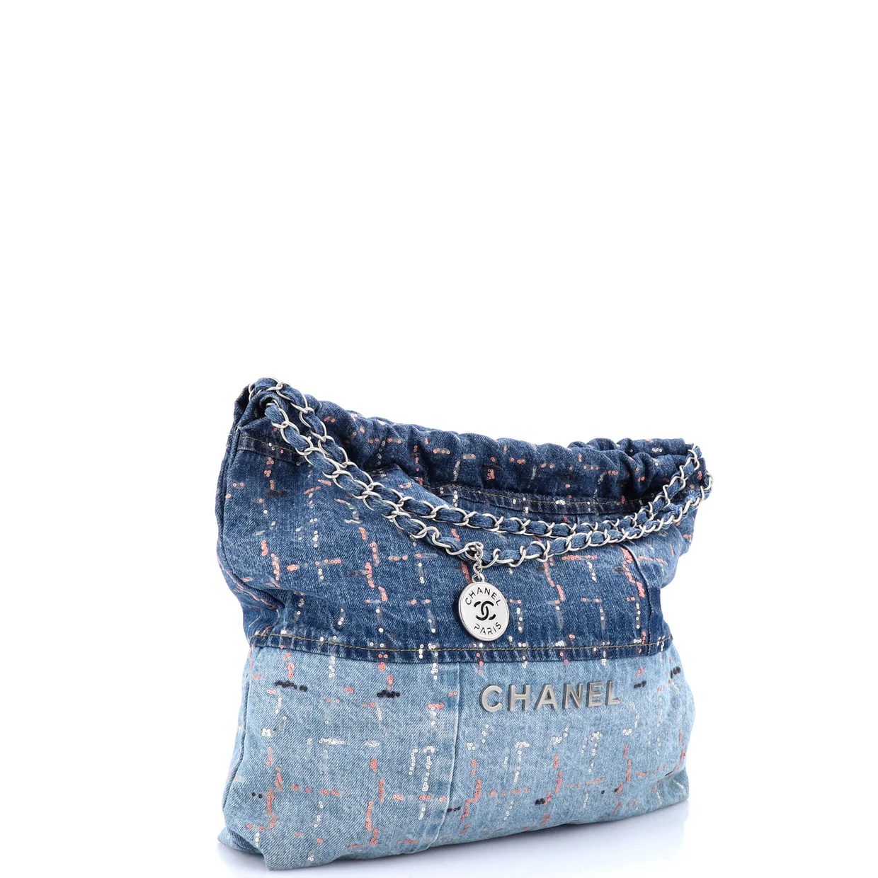 22 Chain Hobo Denim with Sequins Medium - Deep Luxury