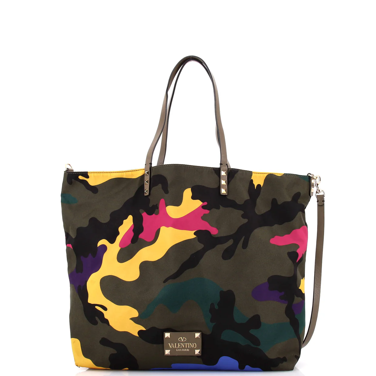 Rockstud Open Reversible Convertible Tote Camo Nylon Medium - Deep Luxury