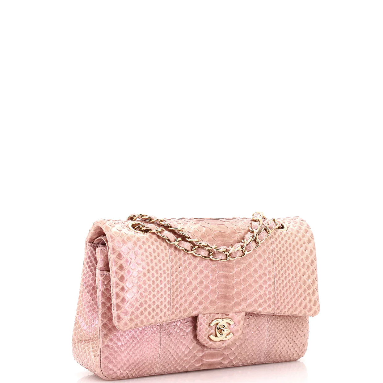 Classic Double Flap Bag Iridescent Python Medium - Deep Luxury