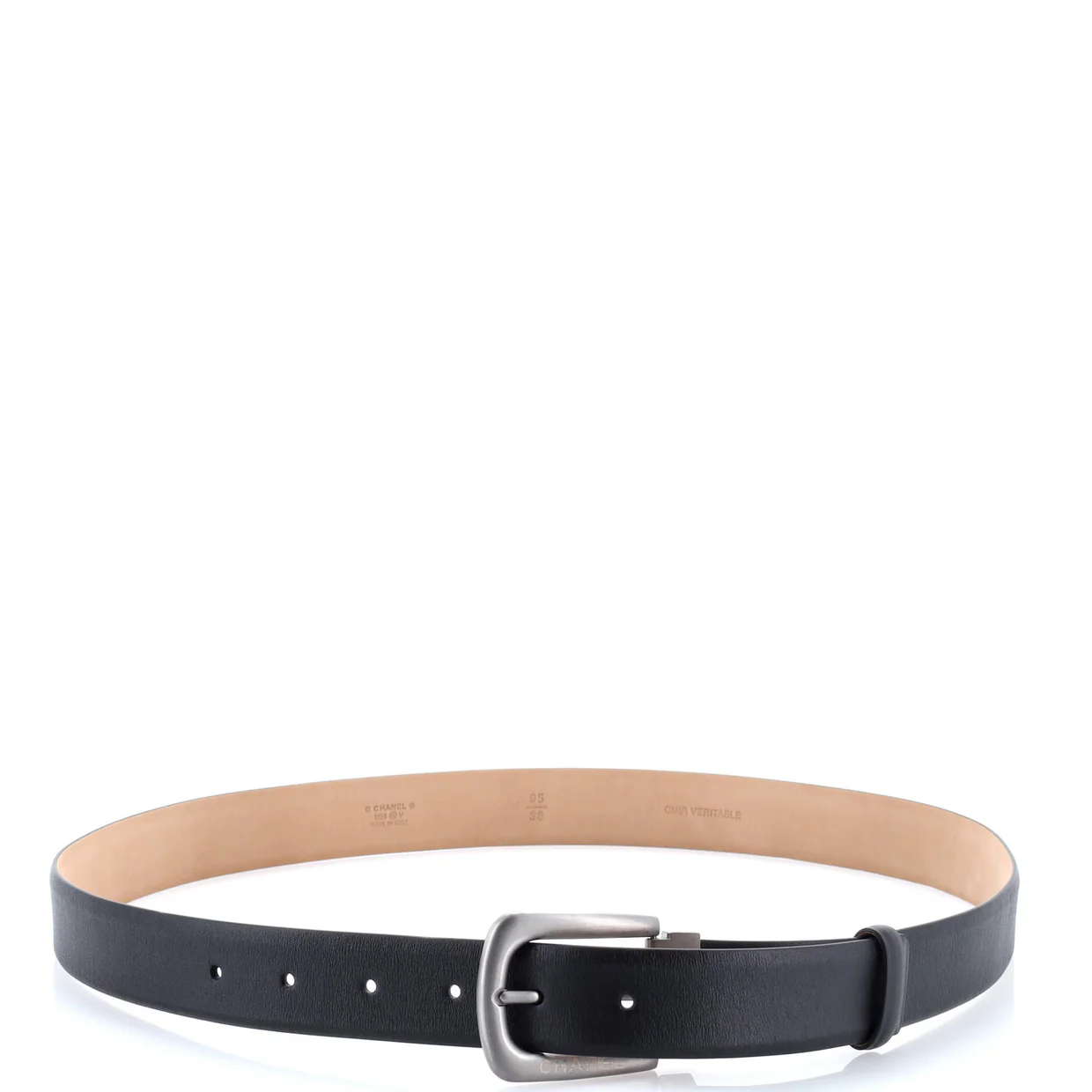 Buckle Belt CC Embossed Leather Thin - Deep Luxury