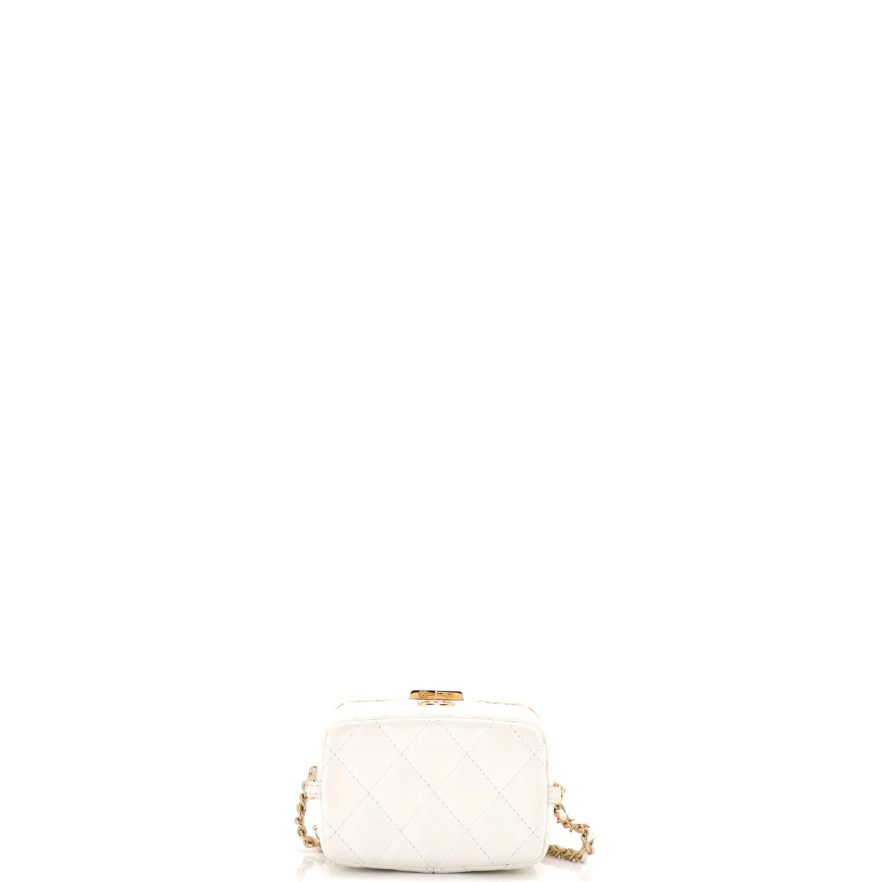 Lock Frame Vanity Case with Chain Quilted Lambskin Small - Deep Luxury