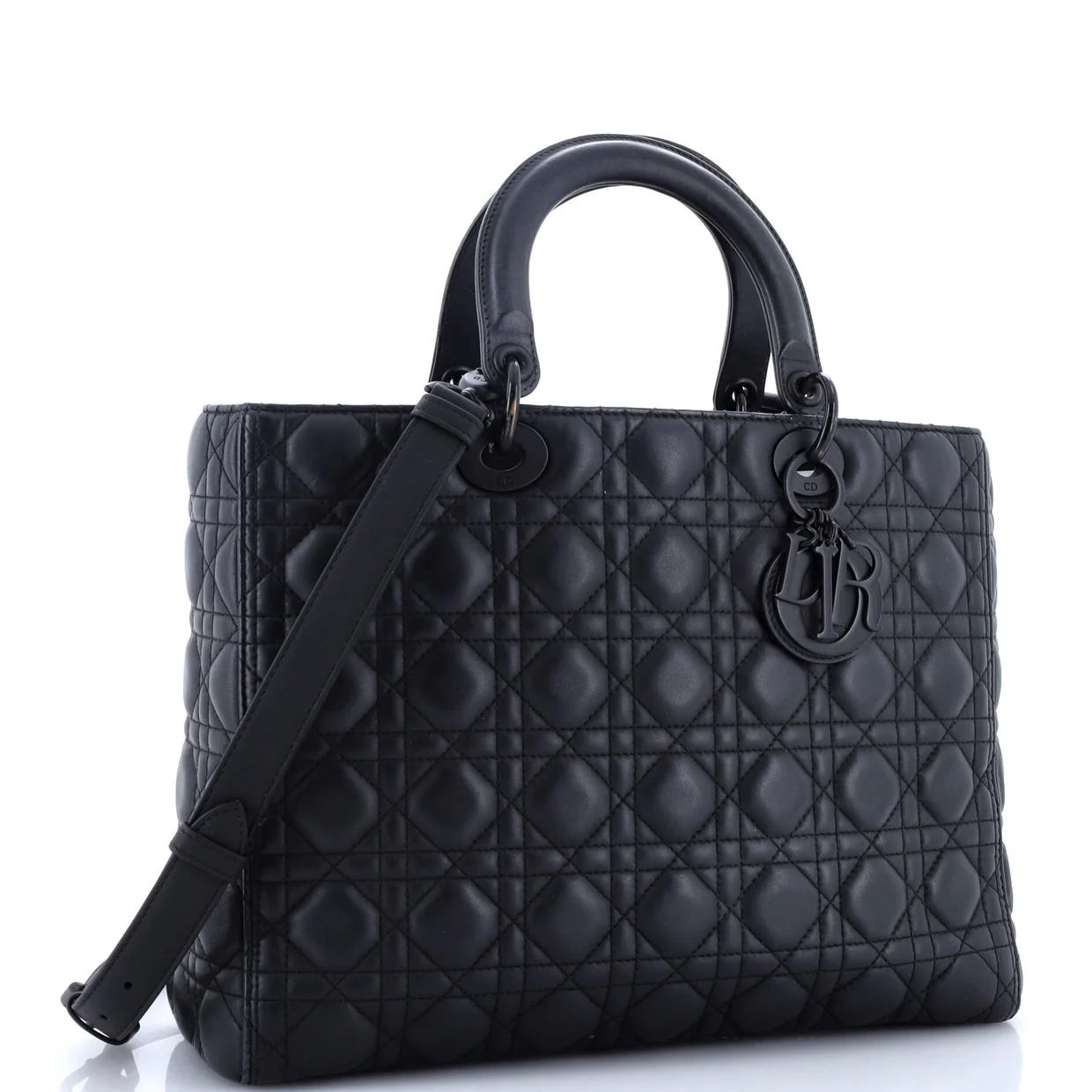 Ultra Matte Lady Dior Bag Cannage Quilt Calfskin Large - Deep Luxury