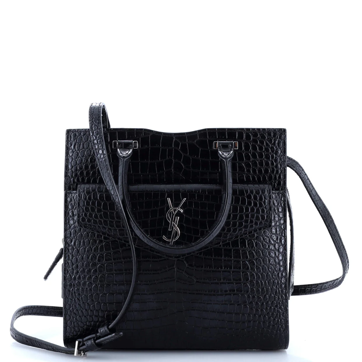 Uptown Tote Crocodile Embossed Leather Small - Deep Luxury
