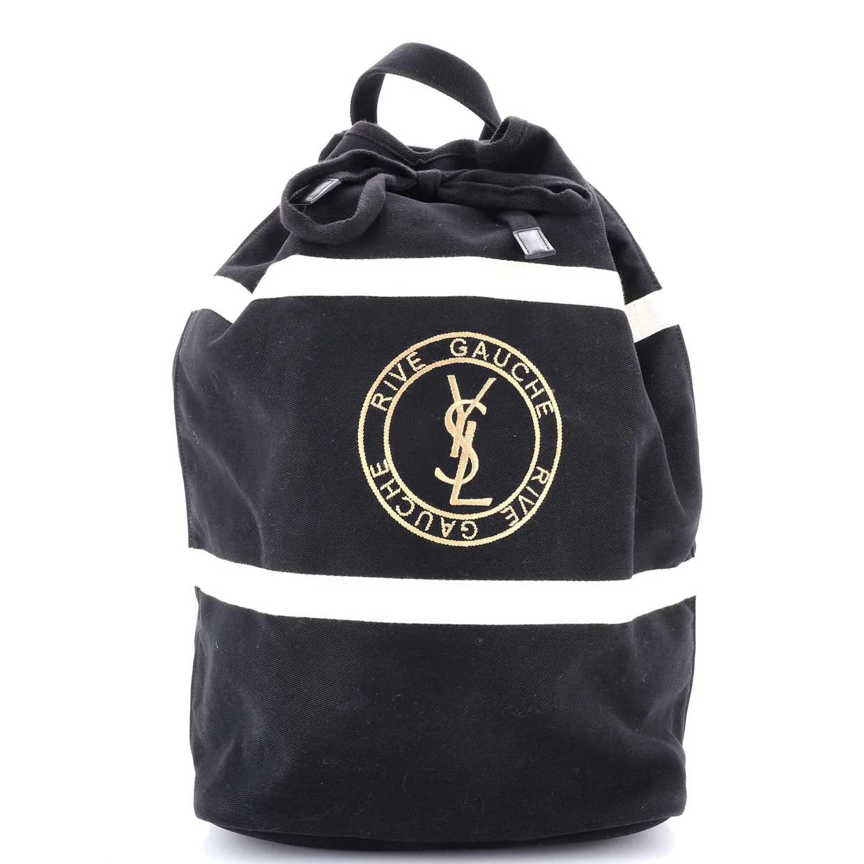 Rive Gauche Drawstring Sling Bag Stripe Canvas Medium - Deep Luxury