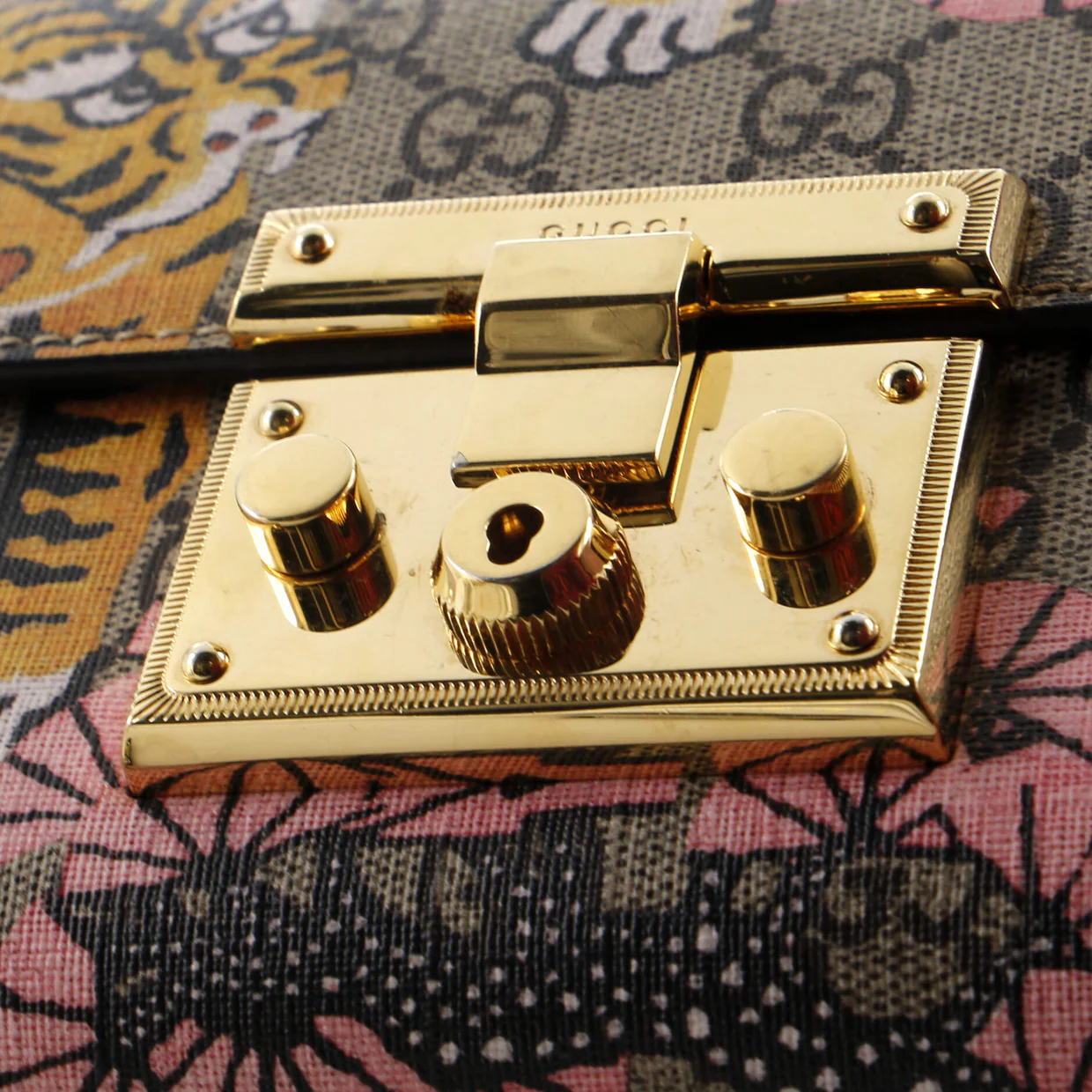 Padlock Shoulder Bag Bengal Print GG Coated Canvas Small - Deep Luxury