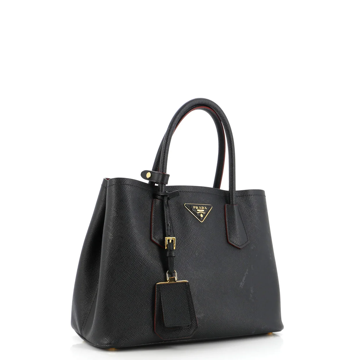 Cuir Double Tote Saffiano Leather Small - Deep Luxury