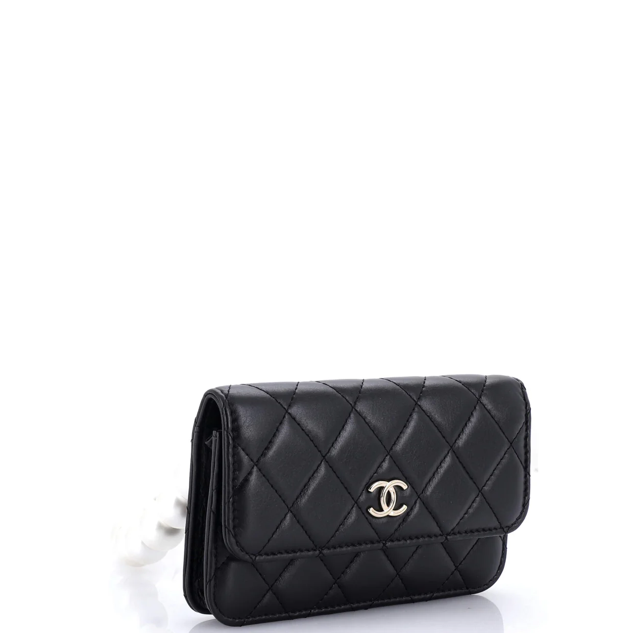 Pearl Strap Clutch with Chain Quilted Calfskin - Deep Luxury