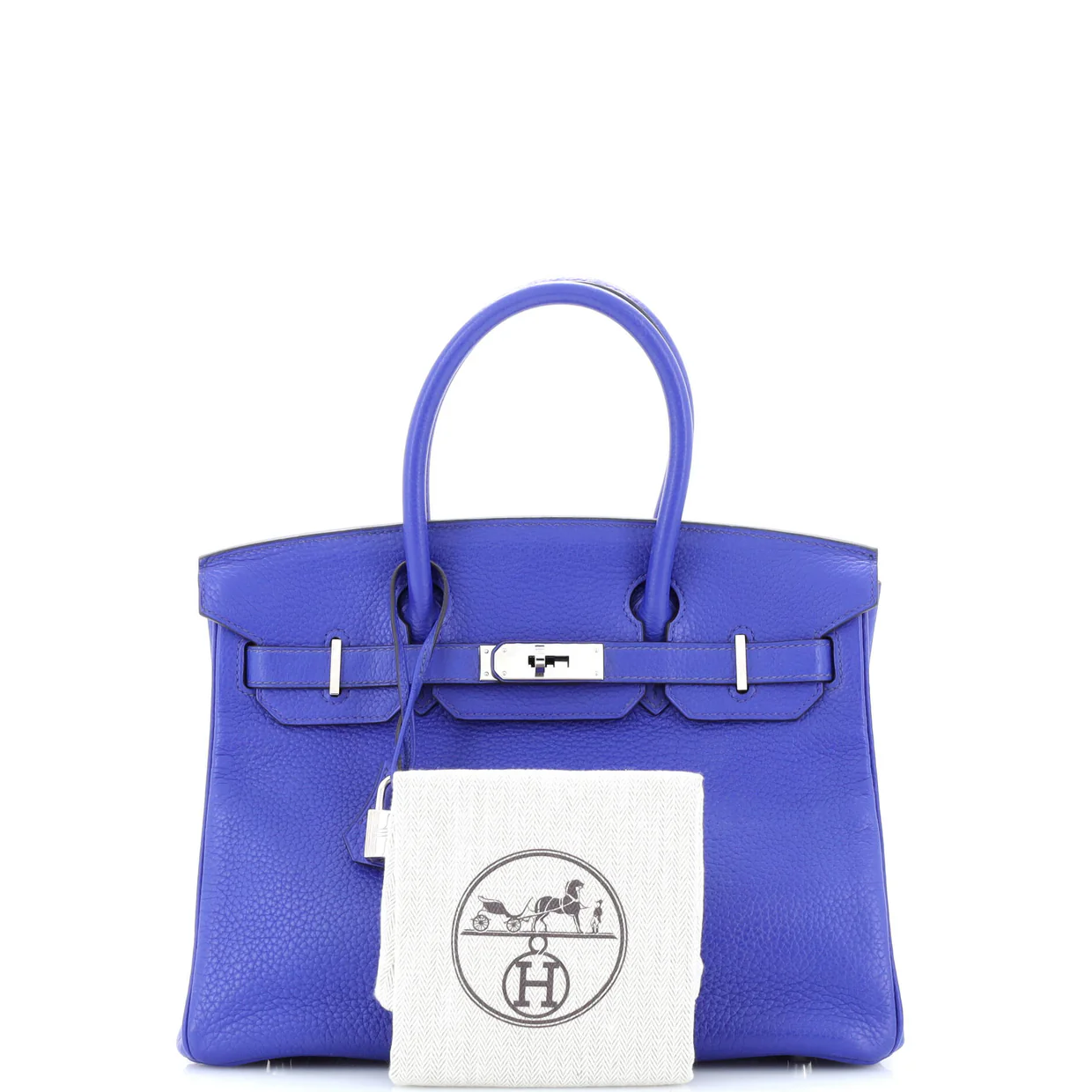 Birkin Handbag Bleu Electrique Clemence with Palladium Hardware 30 - Deep Luxury