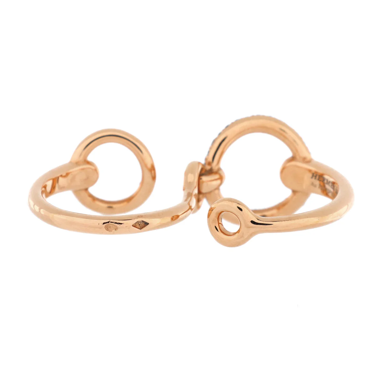 Filet d'Or Double Ring 18K Rose Gold with Diamonds Large - Deep Luxury