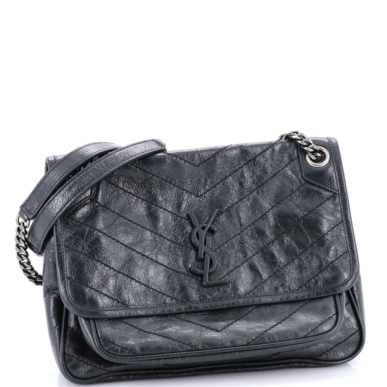 Niki Chain Flap Bag Matelasse Chevron Leather Medium - Deep Luxury