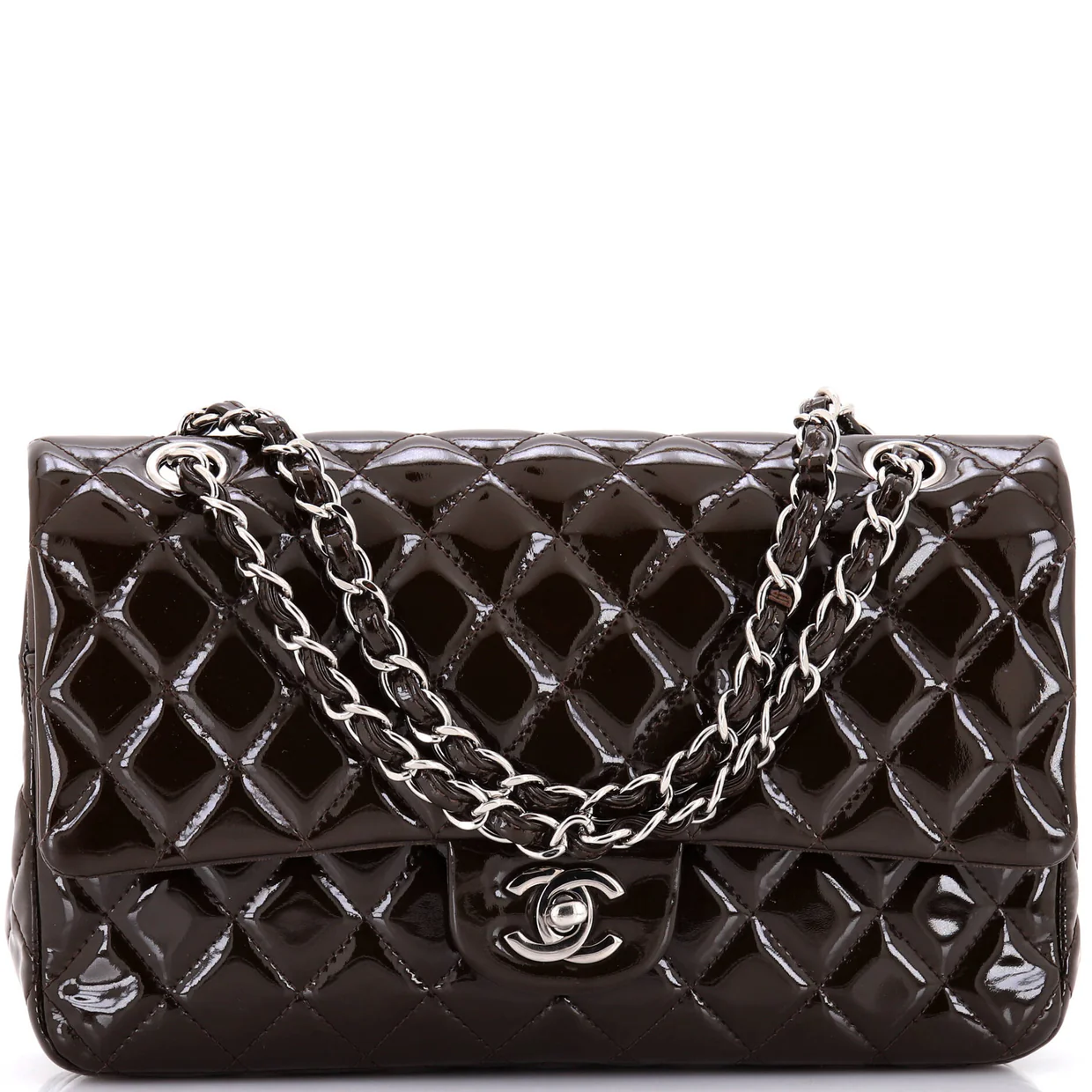 Classic Double Flap Bag Quilted Patent Medium - Deep Luxury