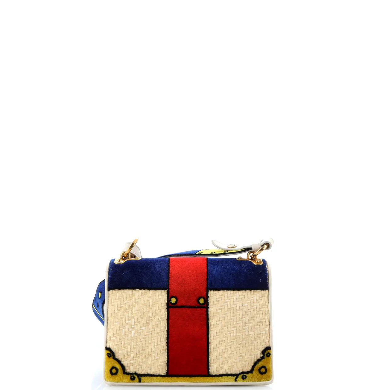 Cahier Crossbody Bag Straw and Printed Velvet Small - Deep Luxury