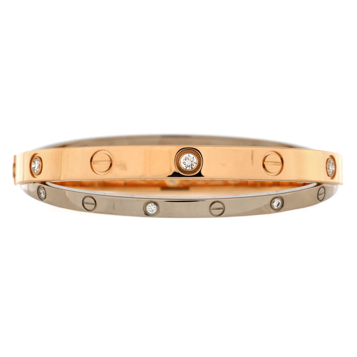 Double Love Bracelet 18K Rose Gold with 18K White Gold with Diamonds - Deep Luxury