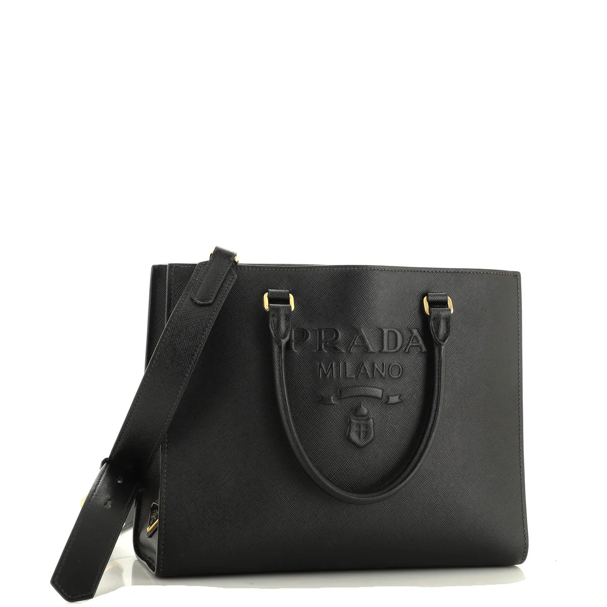 Lux Embossed Logo Tote Saffiano Leather Medium - Deep Luxury