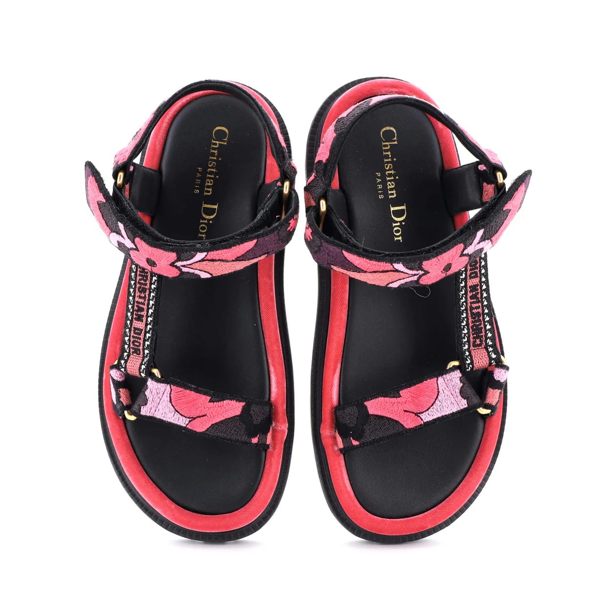 Women's D-Wave Sandals Leather with Embroidered Canvas - Deep Luxury