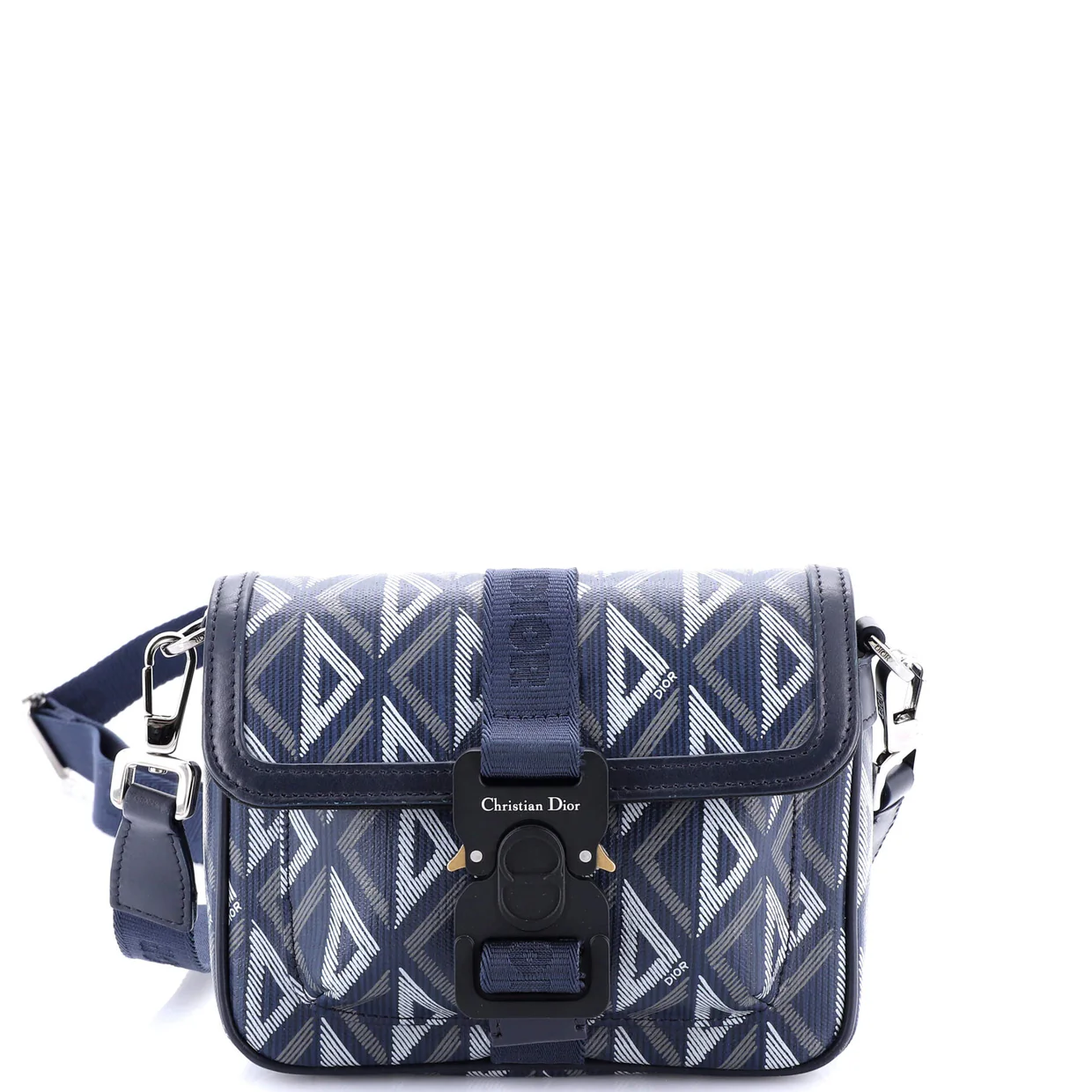 Hit the Road Flap Crossbody Bag CD Diamond Coated Canvas and Leather Mini - Deep Luxury