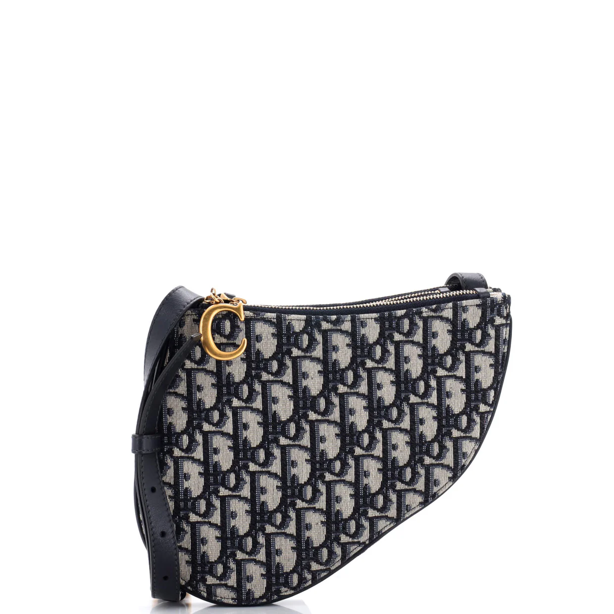 Saddle Triple Zip Crossbody Pouch Oblique Canvas - Deep Luxury