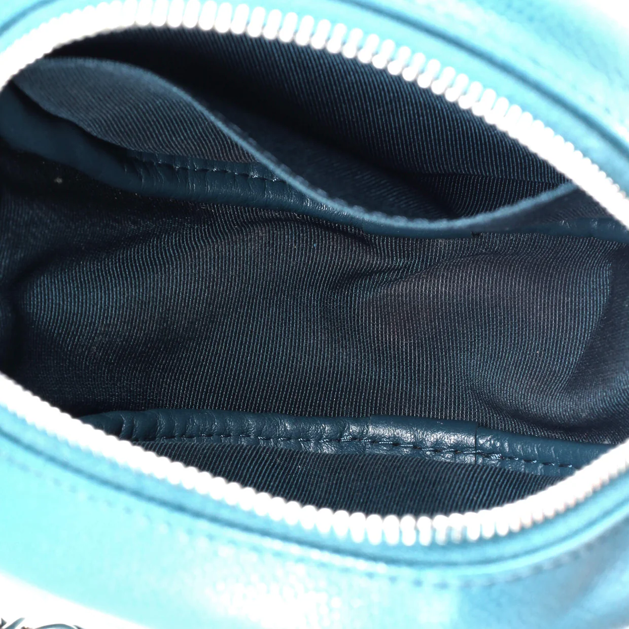 Round Clutch with Chain Quilted Iridescent Caviar Mini - Deep Luxury