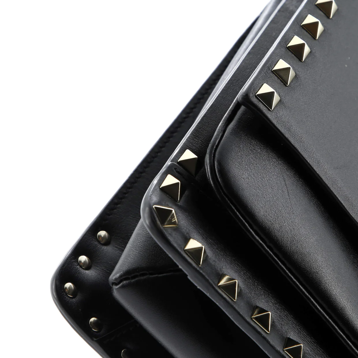 Rockstud Flip Lock Flap Top Handle Bag Leather Small - Deep Luxury