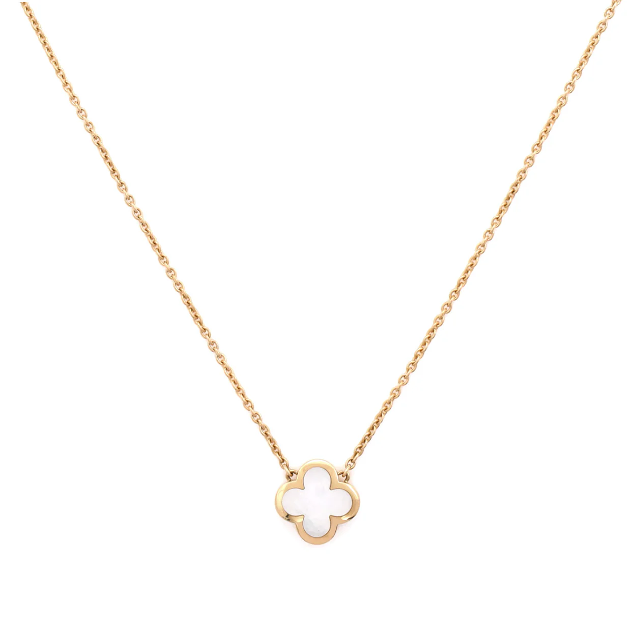 Pure Alhambra Pendant Necklace 18K Yellow Gold and Mother of Pearl - Deep Luxury