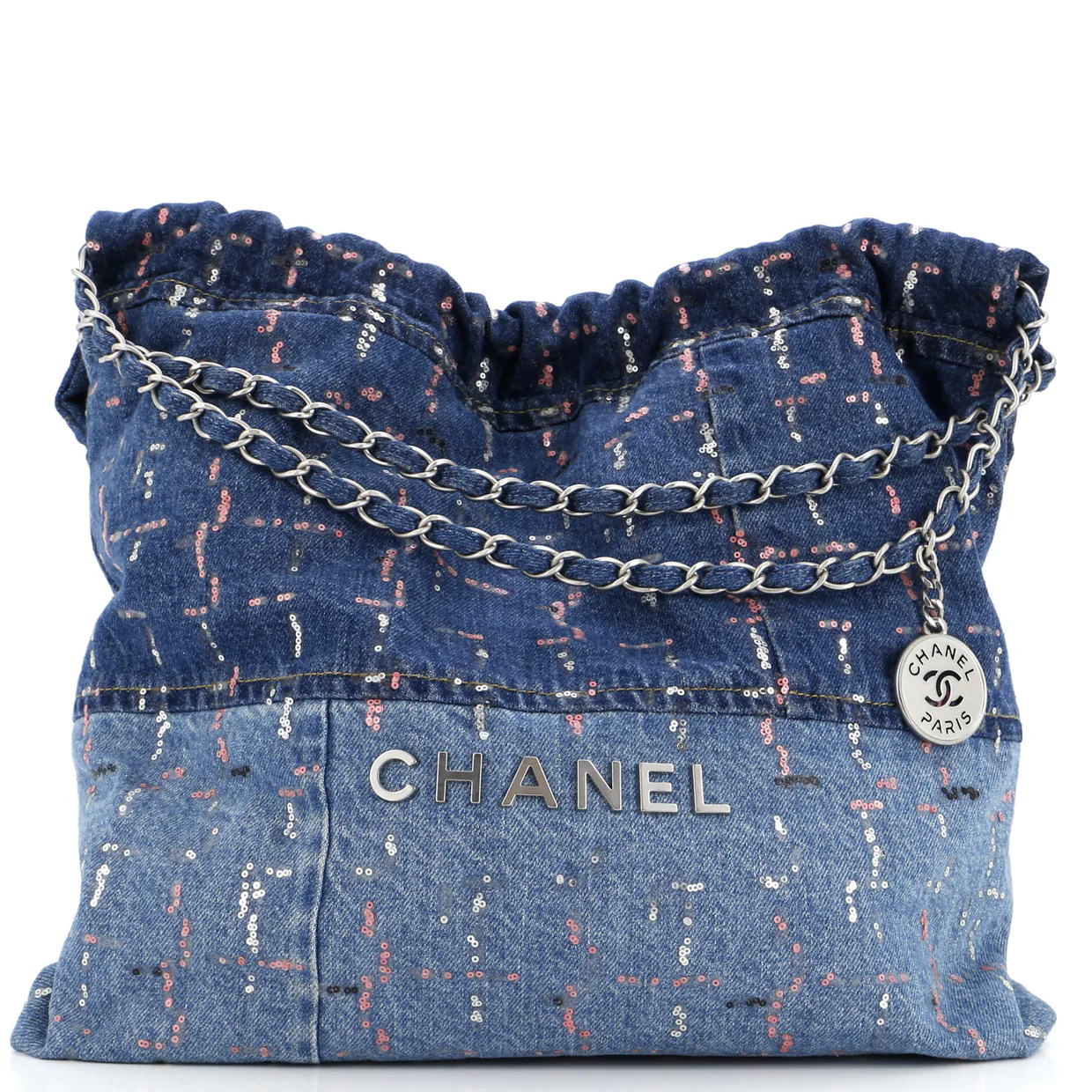 22 Chain Hobo Denim with Sequins Medium - Deep Luxury