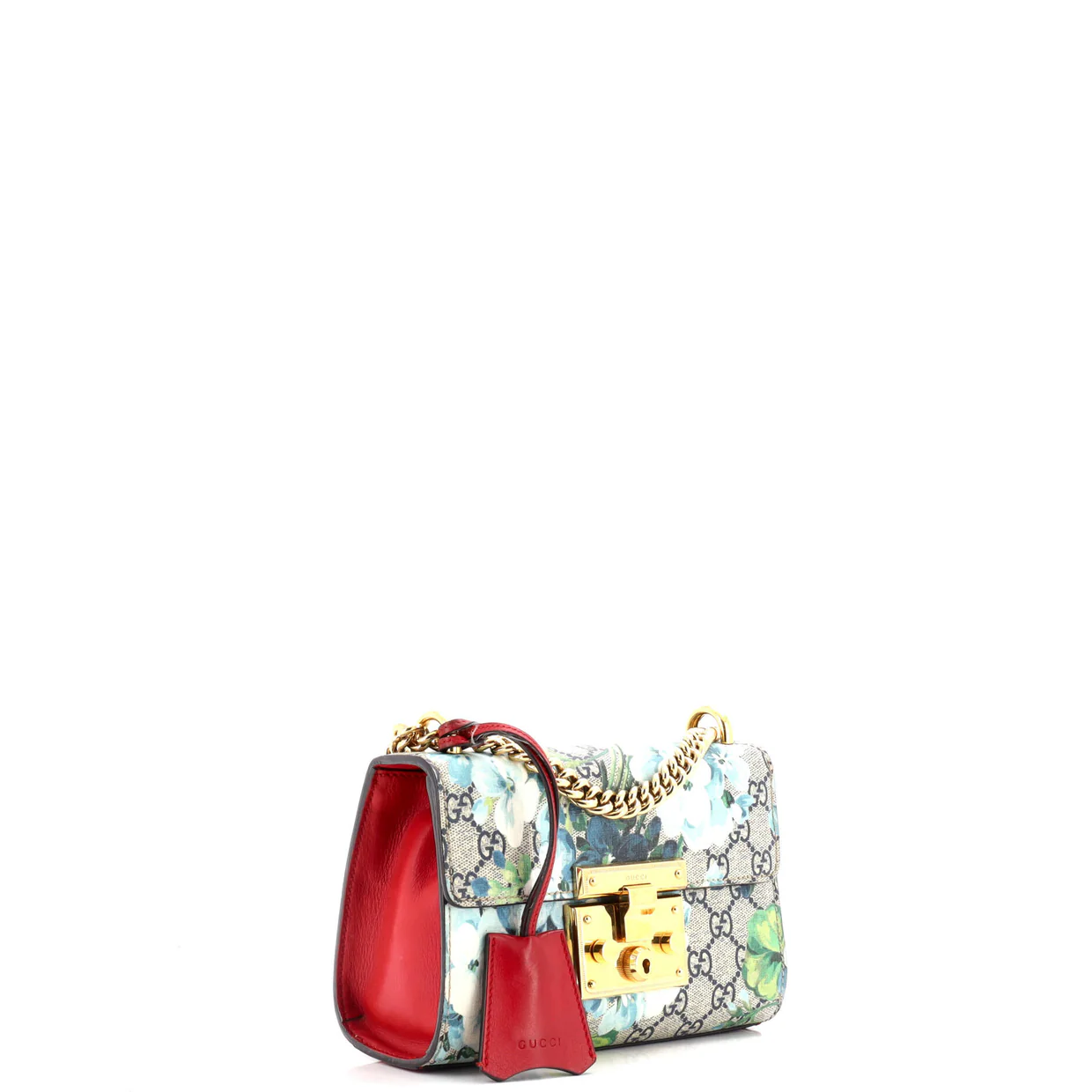 Padlock Shoulder Bag Blooms Print GG Coated Canvas Small - Deep Luxury