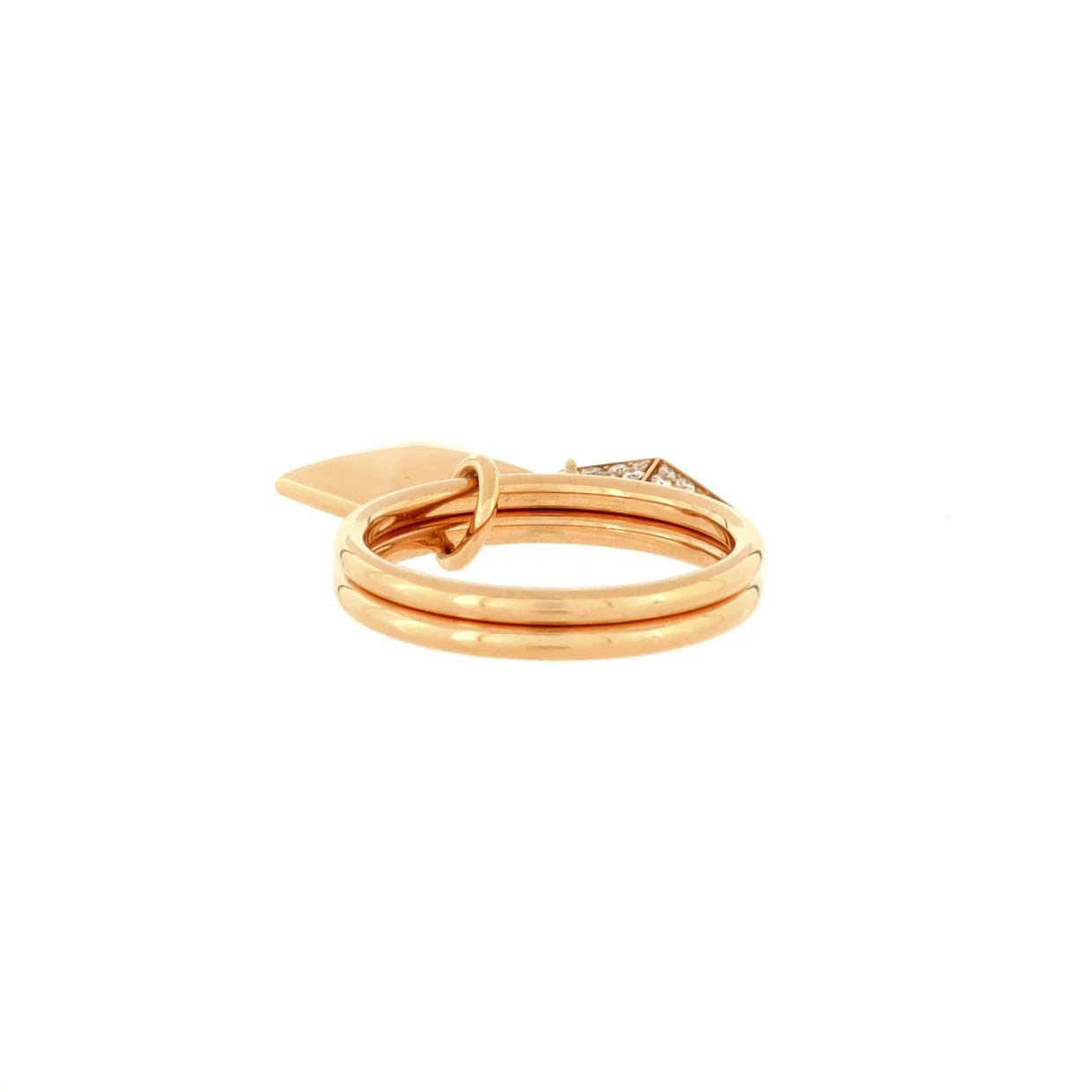 Clou d'H Two Charm Ring 18K Rose Gold and Diamonds - Deep Luxury