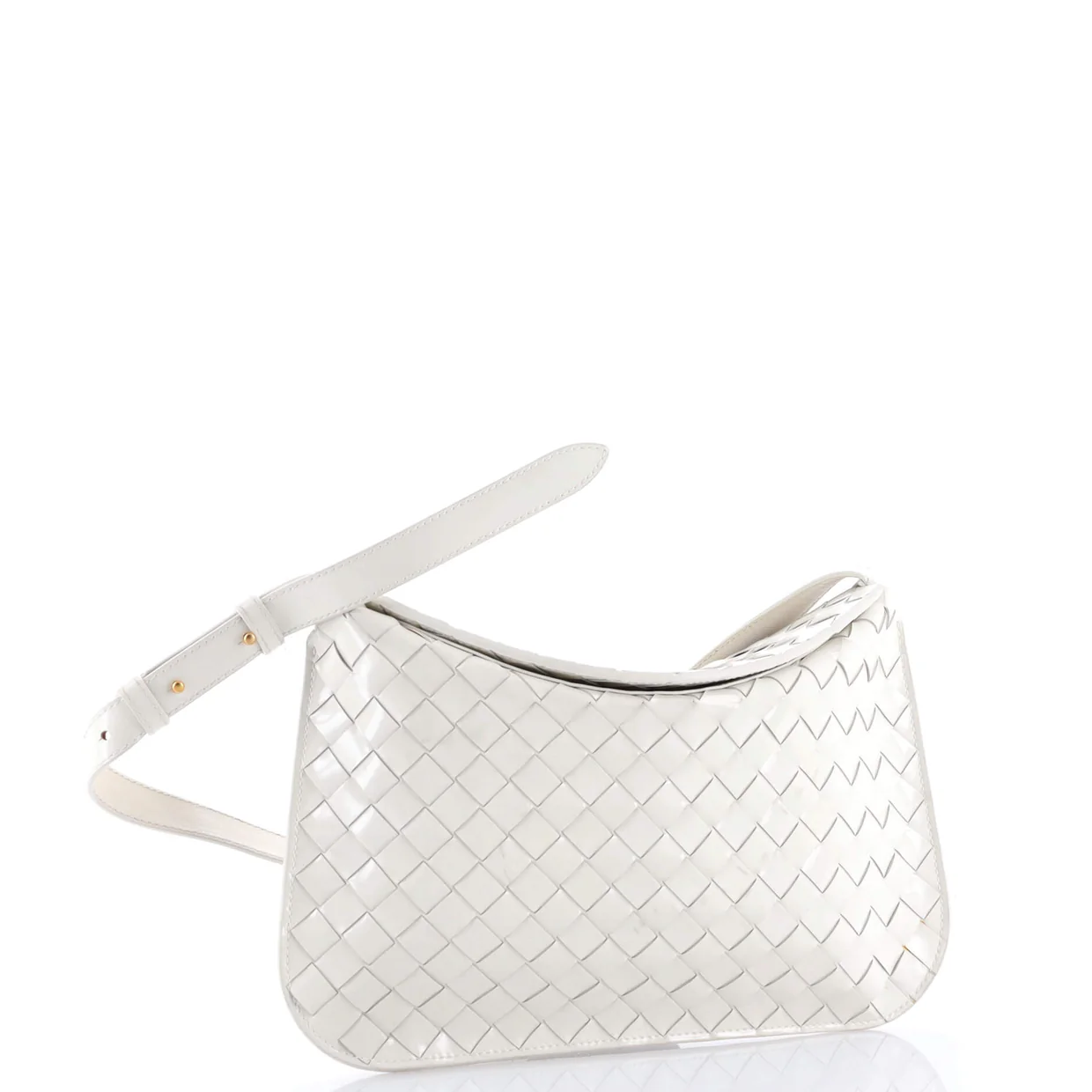 Cradle Fold Over Shoulder Bag Intrecciato Leather - Deep Luxury